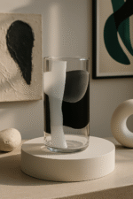 Mono Black & White Vase. Black and white glass vase. Abstract decorative vase. Modern glass vase. Contemporary home décor. Monochrome design vase. Handcrafted decorative piece. Small and large vase. Artistic glass centrepiece.