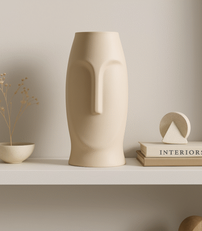 Oat Gold Sculpture Vase. Gold glass vase. Sculptural decorative vase. Boho décor accessory. Tribal inspired home décor. Artistic gold vase. Modern centerpiece. Metallic home accent. Contemporary glass sculpture.