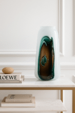 Osa Glass Vase with Marbled Design. Marbled glass vase. Multicoloured glass décor. Modern glass vase. Handcrafted decorative vase. Artistic table décor. Large and tall vase. Contemporary home accessory. Elegant glass centrepiece.