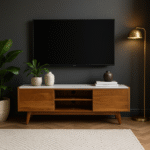 Risa Marble Media Unit. Marble and acacia TV stand. White marble top cabinet. Modern entertainment unit. Sustainable wood media console. Contemporary living room furniture. Marble top storage unit. Luxury wooden TV console. Eco-friendly furniture. Minimalist media cabinet. Marble and wood design. Durable acacia base. Modern home decor. Elegant marble furniture. Two-door TV unit. Scandinavian style console. Sustainable acacia furniture. Modern TV sideboard. Boutique living room storage. Timeless marble and wood furniture.