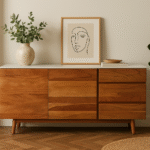 Risa Marble Sideboard. Marble and acacia sideboard. White marble top cabinet. Modern dining room furniture. Sustainable wood sideboard. Contemporary storage unit. Luxury marble furniture. Acacia wood furniture. Eco-friendly home storage. Marble top console. Elegant buffet cabinet. Modern wood and marble design. Minimalist sideboard. Boutique home decor. Stylish living room storage. Scandinavian sideboard. Durable acacia base. Three-drawer storage unit. Timeless marble sideboard. Modern home furniture.