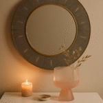 Shagreen Grey Wall Mirror. Grey and gold mirror. Textured wall mirror. Luxury home décor. Boho chic mirror. Contemporary wall accent. Gold trim mirror. Modern interior accessory. Elegant wall décor.