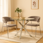 Taryn Velvet Dining Chair. Modern dining chair. Gold finish dining chair. Chrome dining chair. Mink velvet chair. Black velvet chair. Luxury velvet seating. Contemporary dining furniture. Upholstered dining chair. Padded velvet chair. Elegant dining room chair. Modern home décor. Gold metal legs chair. Chrome base dining chair. Velvet accent seating. Stylish dining furniture. Glam dining room chair. Minimal design dining chair. Velvet dining room decor. Modern luxury chair.