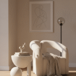 Tova Ball Detail Side Table. Mango wood side table. Black side table. White side table. Sculptural side table. Modern accent table. Sphere base table. Contemporary side table. Artistic furniture. Small round table. Living room side table. Bedroom side table. Minimalist side table. Decorative table. Wooden side table.