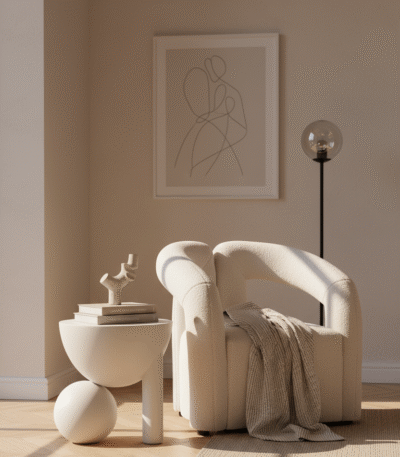 Tova Ball Detail Side Table. Mango wood side table. Black side table. White side table. Sculptural side table. Modern accent table. Sphere base table. Contemporary side table. Artistic furniture. Small round table. Living room side table. Bedroom side table. Minimalist side table. Decorative table. Wooden side table.