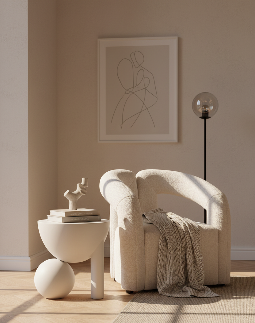 Tova White Ball Detail Side Table Tova Ball Detail Side Table. Mango wood side table. Black side table. White side table. Sculptural side table. Modern accent table. Sphere base table. Contemporary side table. Artistic furniture. Small round table. Living room side table. Bedroom side table. Minimalist side table. Decorative table. Wooden side table.