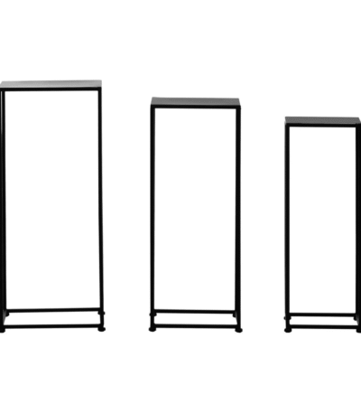 Set of 3 Black Plant Stands. Modern plant stand set. Black iron plant holders. Minimalist indoor planters. Decorative plant display. Contemporary home décor. Durable metal stands.