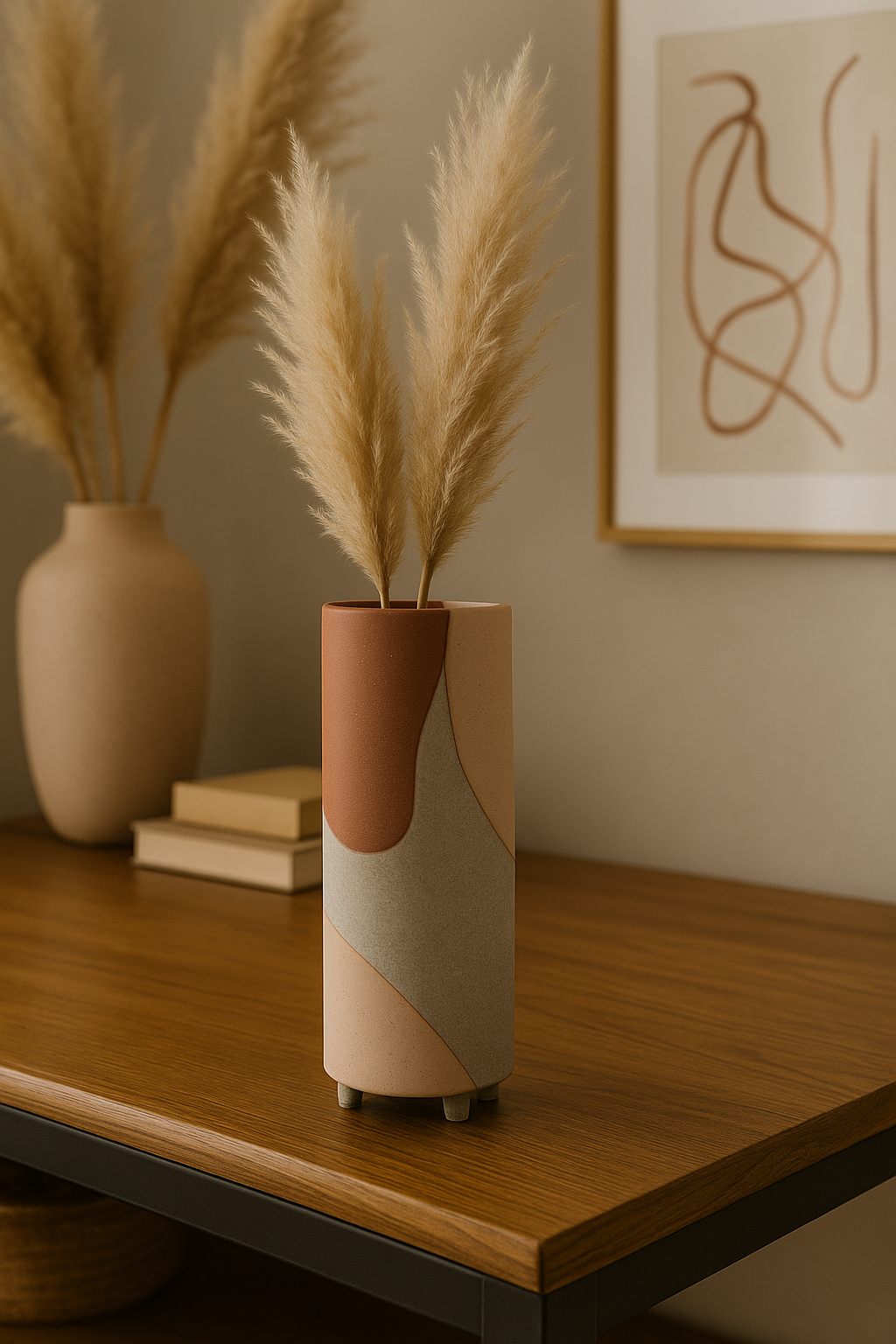 Vara Terracotta Abstract Vase Vara Terracotta Abstract Vase. Terracotta vase. Abstract ceramic vase. Bauhaus décor. Colourful geometric vase. Handcrafted home décor. Small and large vase. Modern sculptural vase. Artistic terracotta accessory.