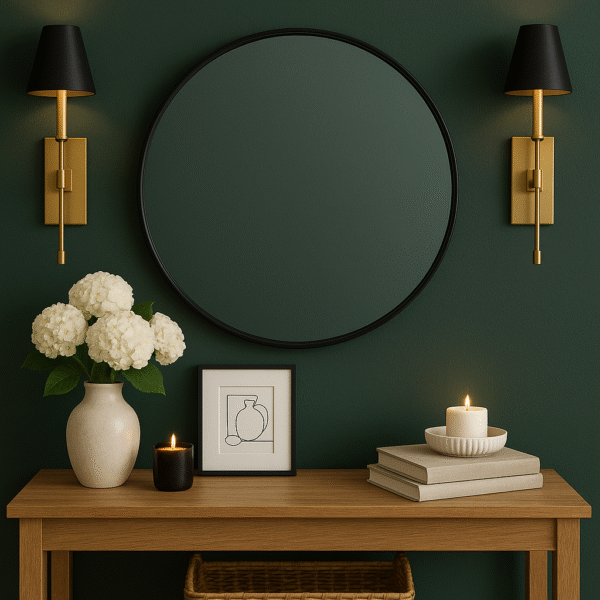 Velin Matte Black Wall Mirror. Round wall mirror. Black metal mirror. Modern home décor. Minimalist mirror design. Contemporary wall accent. Circular mirror. Sleek matte finish. Industrial style mirror. Elegant home accessory.