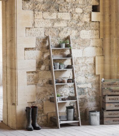 Aldsworth Shelf Ladder Unit. Rustic ladder shelf. Spruce shelving unit. Indoor outdoor ladder shelf. Wooden ladder bookcase. Plant ladder stand. Farmhouse shelving. Kitchen ladder shelf. Decorative wooden ladder. Natural wood shelf unit. Potting shed storage. Home décor ladder shelf. Multi-depth shelving unit. Rustic home storage. Folding ladder shelf.