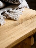 Hanborough Bench. Recycled teak bench. Rustic wooden bench. Live edge bench. Trestle style bench. Reclaimed wood furniture. Indonesian teak bench. Hallway bench. Dining bench. Farmhouse seating. Natural wood bench. Rustic entryway bench. Bedroom bench seating. Handcrafted teak bench. Warm wood bench.