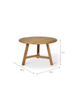 Hawthorne Round Dining Table. Reclaimed teak dining table. Round wooden dining table. Rustic dining table. Indonesian teak furniture. Sustainable dining table. Natural wood round table. Farmhouse round dining table. Rustic kitchen table. Solid teak round table. Reclaimed wood furniture. Four to six seater dining table. Textured wood dining table. Durable teak table. Eco-friendly dining furniture.