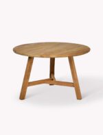 Hawthorne Round Dining Table. Reclaimed teak dining table. Round wooden dining table. Rustic dining table. Indonesian teak furniture. Sustainable dining table. Natural wood round table. Farmhouse round dining table. Rustic kitchen table. Solid teak round table. Reclaimed wood furniture. Four to six seater dining table. Textured wood dining table. Durable teak table. Eco-friendly dining furniture.