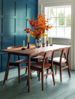 Kersoe Walnut Dining Table. Solid walnut dining table. Walnut wood table. Modern walnut dining table. Six to eight seater dining table. Contemporary dining table. Tapered leg dining table. Natural wood dining furniture. Warm walnut table. Minimalist walnut table. Stylish dining room table. Premium wooden dining table. Mid-century style table. Walnut kitchen table. Elegant dining furniture.